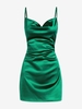 Robe de Cocktail Drapée en Satin sans Manches d