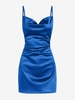 Robe de Cocktail Drapée en Satin sans Manches d
