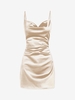 Robe de Cocktail Drapée en Satin sans Manches d