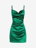 Robe de Cocktail Drapée en Satin sans Manches d
