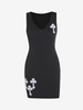 Robe de Débardeur Côtelé Croisé Brodé à Col Cranté S Noir