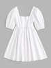 Robe de Laitière Patineuse Bouclée Ouverte Au Dos à Manches Bouffantes M Blanc