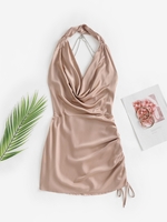 Robe de Nuit Croisée avec Chaîne sans Dos M Rose léger