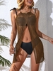 Robe de Plage en Crochet Superposée L Café profond