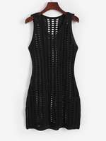Robe de Plage Fendue Au Crochet L Noir