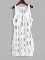 Robe de Plage Fendue Au Crochet Xl Blanc