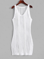 Robe de Plage Fendue Au Crochet Xl Blanc