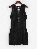 Robe de Plage Fendue Au Crochet Xl Noir