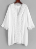 Robe de Plage Fleurie Fendue Au Crochet Plongeante Taille unique Blanc