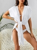 Robe de Plage Fluide Semi-Transparente Fendue Taille unique Blanc