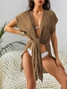 Robe de Plage Fluide Semi-Transparente Fendue Taille unique Café lumière