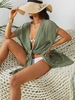 Robe de Plage Fluide Semi-Transparente Fendue Taille unique Vert clair