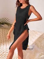 Robe de Plage Respirante Transparente avec Attaches sur le Côté S Noir