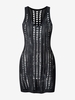 Robe de Plage Transparente Fendue Au Crochet M Noir
