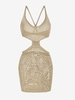 Robe de Plage Tricotée Ajourée Croisée Découpée Transparente L Café lumière