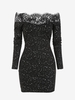 Robe de Soirée à Epaule Dénudée Décor de Points d
