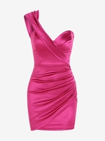 Robe de Soirée à Ourlet Tulipe à Une Epaule en Satin M Rose clair