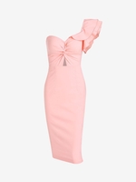 Robe de Soirée de Mariage à Volant à Une Épaule M Rose clair