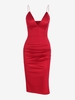 Robe de Soirée en Couleur Unie en Satin S Rouge