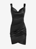 Robe de Soirée en Satin à Col Bénitier à Ourlet Tulipe L Noir