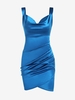 Robe de Soirée en Satin à Col Bénitier à Ourlet Tulipe Xl Bleu