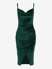 Robe de Soirée Fendue en Avant Drapée en Velours à Bretelle Xl Vert