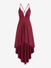 Robe de Soirée Haute-Bas Plongeante à Lacets L Rouge foncé