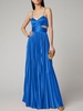 Robe de Soirée Maxi Longue Plissée à Découpe M Bleu