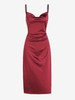 Robe de Soirée Mi-longue en Satin à Col Bénitier L Rouge