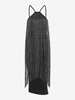 Robe de Soirée Mi-Longue Métallisée Brillante à Frange L Noir