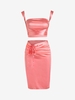Robe Deux Pièces Courte Soyeuse Nouée Cintrée S Rose clair