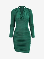 Robe Dos-Nu en Jersey Drapée sur le Devant M Vert profond