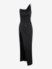 Robe Drapée Soyeuse à Une Épaule S Noir