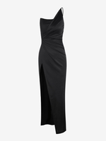 Robe Drapée Soyeuse à Une Épaule S Noir