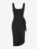 Robe Enveloppée en Couleur Unie sans Manches M Noir