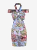 Robe Enveloppée Feuille Fleurie Flamant Anneau en O S Vert