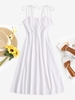 Robe Epaule Nouée Plissée Au Dos à Ourlet Fendu M Blanc