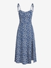 Robe Fendue à Imprimé Fleurie Plissée Au Dos M Bleu