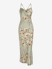 Robe Fendue Croisée Soyeuse Ouverte Au Dos à Bretelle M Vert