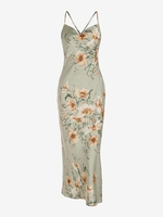Robe Fendue Croisée Soyeuse Ouverte Au Dos à Bretelle M Vert