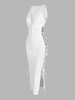 Robe Fendue Plongeante Tordue à Lacets M Blanc
