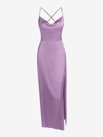 Robe Fente Latérale en Satin avec Zip en Arrière S Violet clair