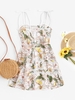 Robe Fleurie Brodée en Maille Transparente à Epaule Nouée L