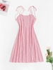 Robe Fleurie Fendue en Avant à Epaule Nouée à Bretelle Xs Rose clair