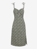 Robe Fleurie Fendue en Avant à Epaule Nouée à Volants S Vert profond