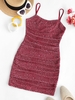 Robe Fleurie Imprimée en Maille sans Dos à Bretelle à Volants M Rouge