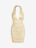Robe Florale Plissée Plongeante à Col Halter L Jaune clair