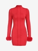 Robe Fluide à Dos Nu à Manches Longues M Rouge