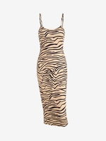 Robe Fourreau à Bretelle Rayée Zèbre Fendue Au Dos S Café