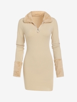 Robe Fourreau à Zip Insérer de Fausse Fourrure L Café lumière